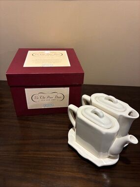 Restoration Hardware Cream Stoneware Tea-for-Two Set with Box